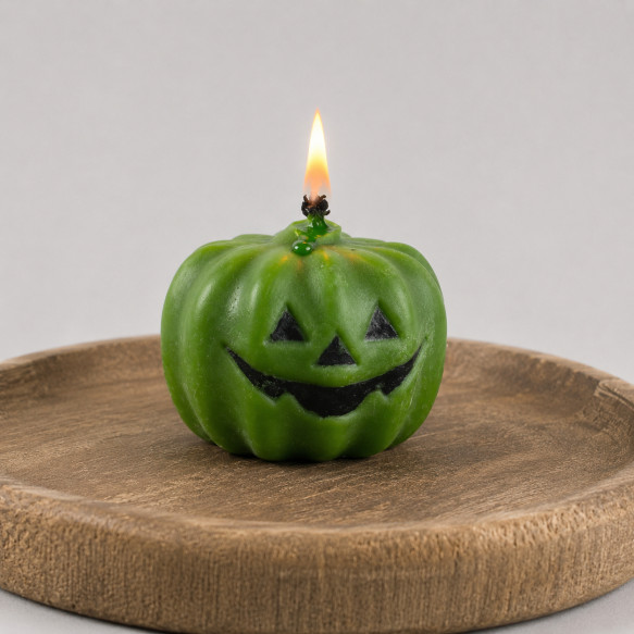 Воскова зелена свічка - гарбуз Halloween