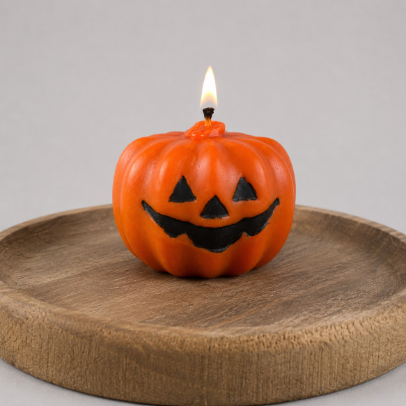 Воскова помаранчева свічка - гарбуз Halloween