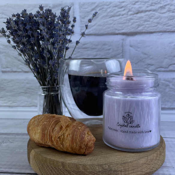 Crystal candle - свічки з пальмового воску лавандового кольору