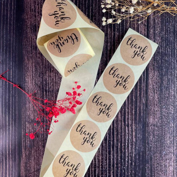 Етикетка самоклейка "Thank you" кругла 1 шт